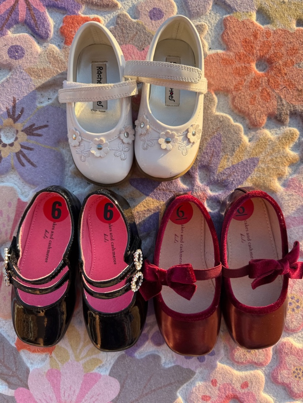 Rachel Girls Dress Shoe Set - White, Black, Burgundy